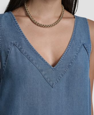 Women's Sleeveless V-Neck Side-Slit Dress