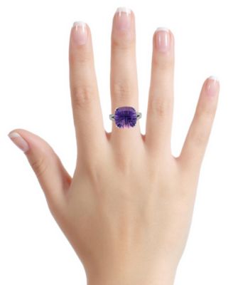 Amethyst (6.50 ct. t.w.) & White Topaz (0.08 ct. t.w.) Ring in Sterling Silver