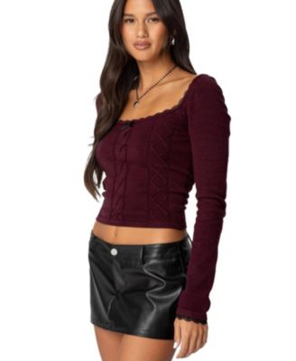 Women's Ansley Lacey Cable Knit Top