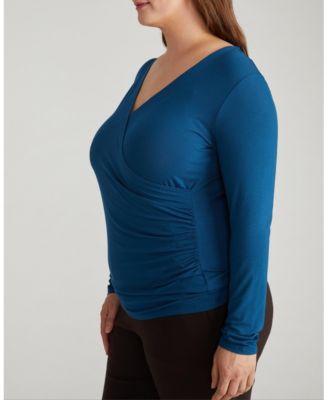 Plus Size Liquid Jersey Two-Way Long Sleeve Cross Top