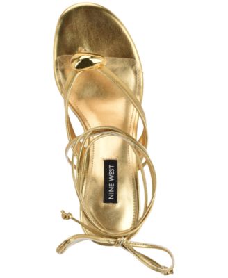 Women's Batty Ornamented Thong Tie-Up Kitten Heel Sandals