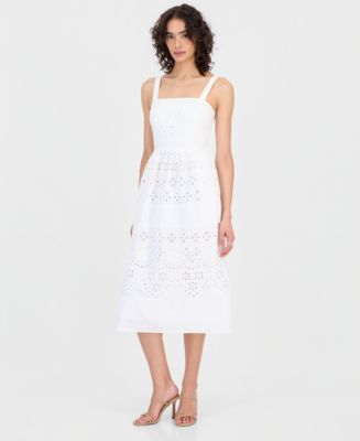 sam edelman embroidered eyelet dress Sam Edelman Robe Embroidered Eyelet Long Sleeve Dress In Black