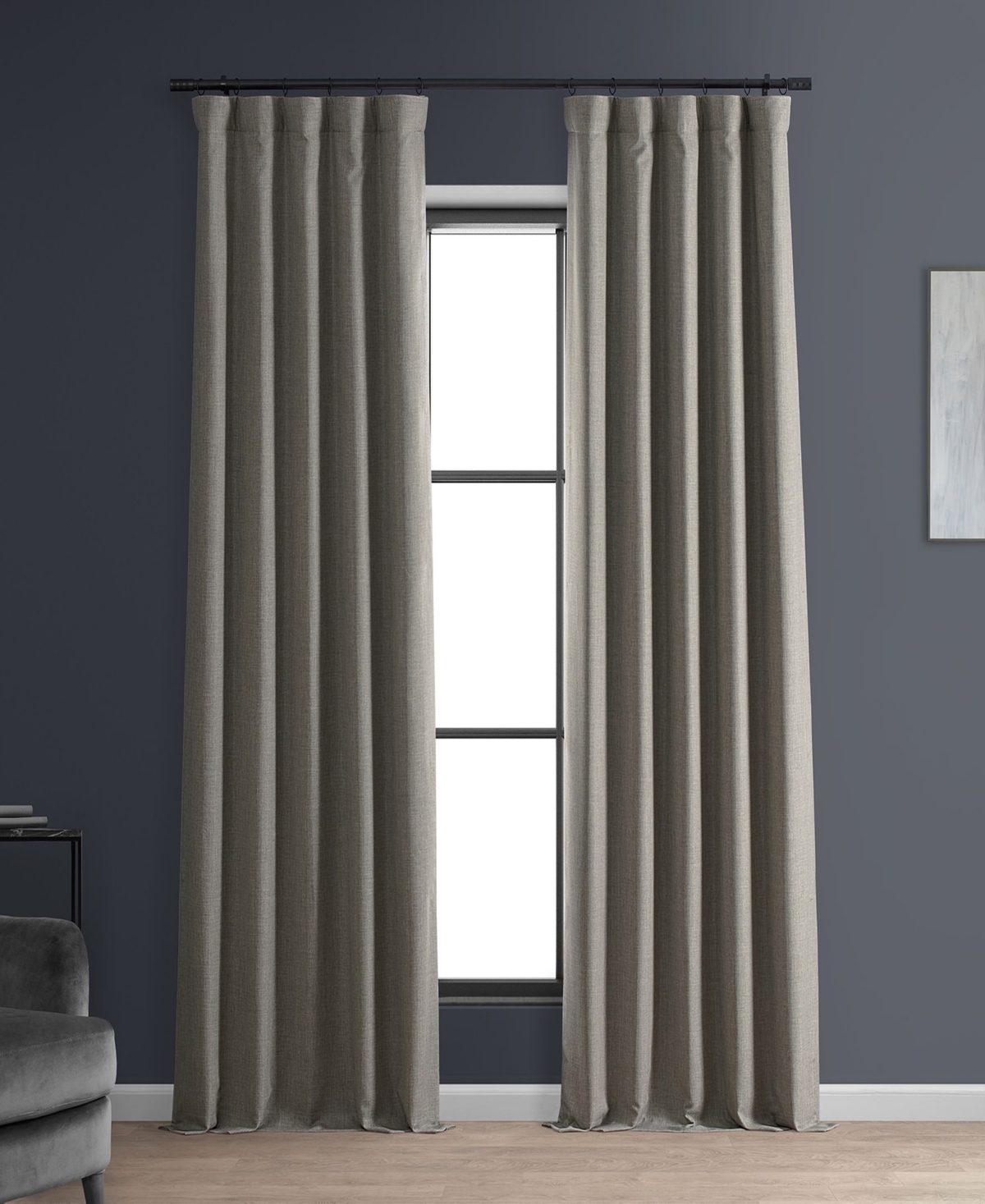 Half Price Drapes Destination Slate Faux Linen Hotel Blackout Curtain