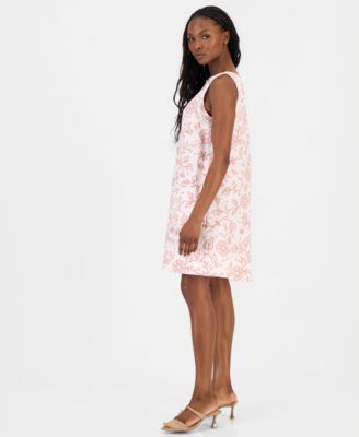 Petite Embroidered Linen Shift Dress