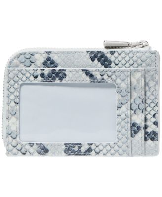 Snake Embossed Leather Zip Card Case