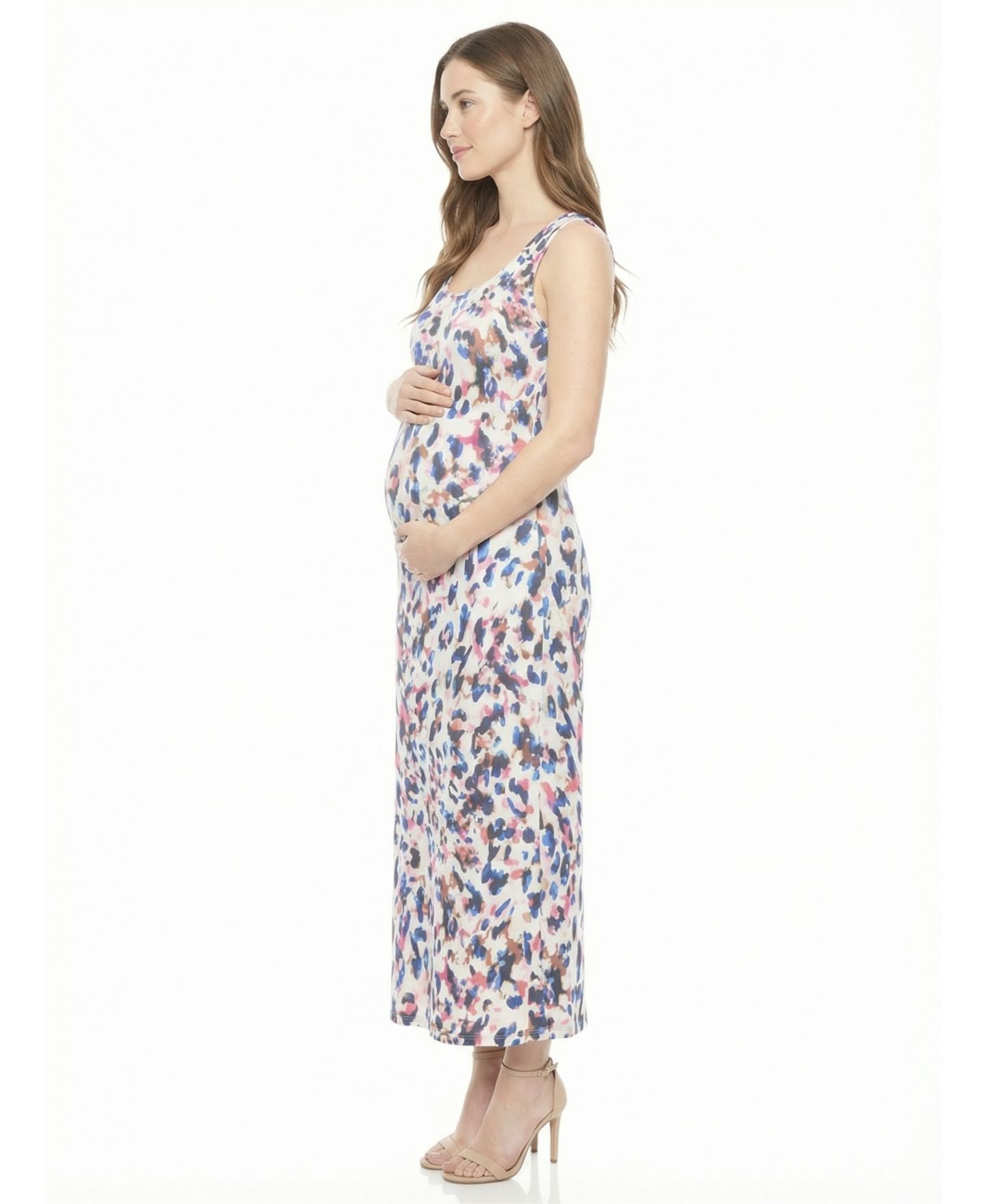 Женское платье 24seven Comfort Apparel Maternity Scoop Neck Maxi, цвет: С принтом — фото 2