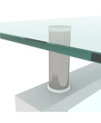  Rectangle Glass Coffee Table, Clear, Modern Side Center Table