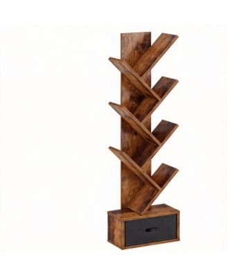 7-Tier Rustic Tree Shelves, Space-Saving, Sturdy Design, Easy Assembly, Multi-Use