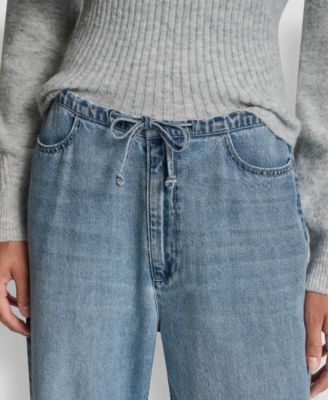 Petite Mid-Rise Flowy Relaxed Fit Straight Pants