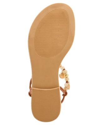 Women's Shells Beaded T-Strap Flat Sandals
