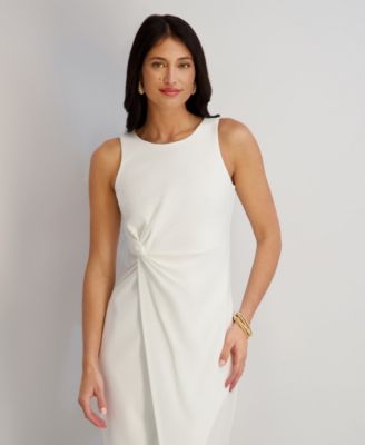 Women's Ruched Side-Twist Sleeveless Midi Dress