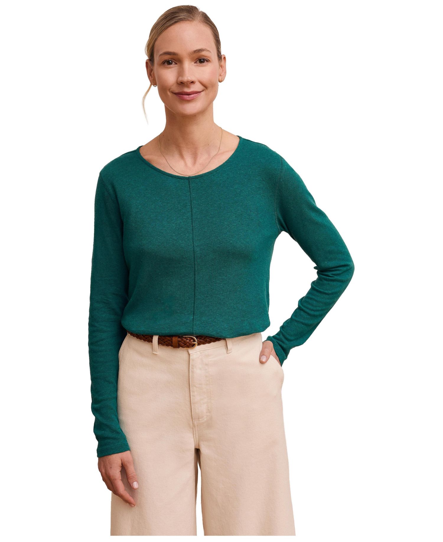 Women's Linen Blend Long Sleeve Top