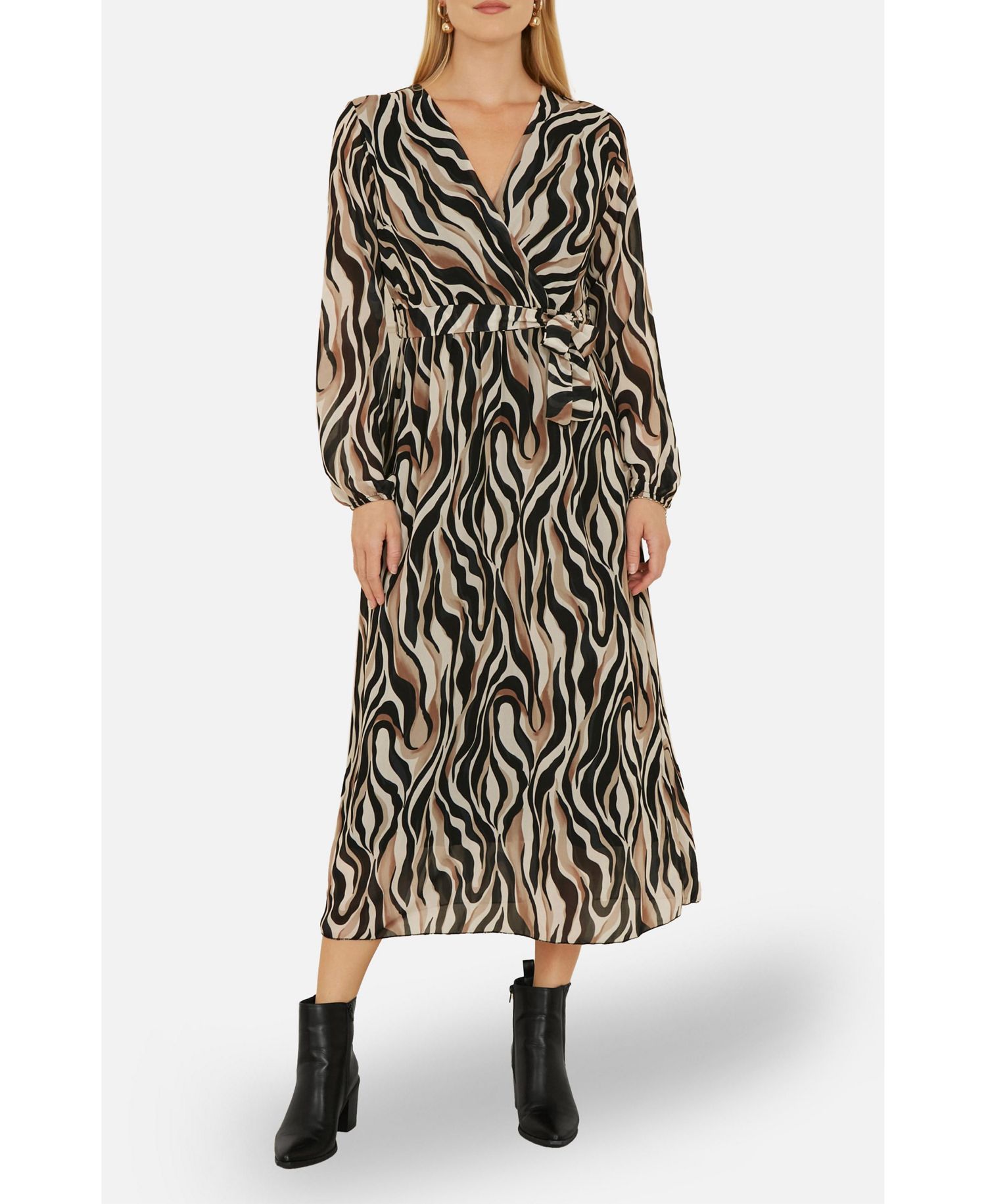 Women's Animal Swirl Midi Wrap Dress