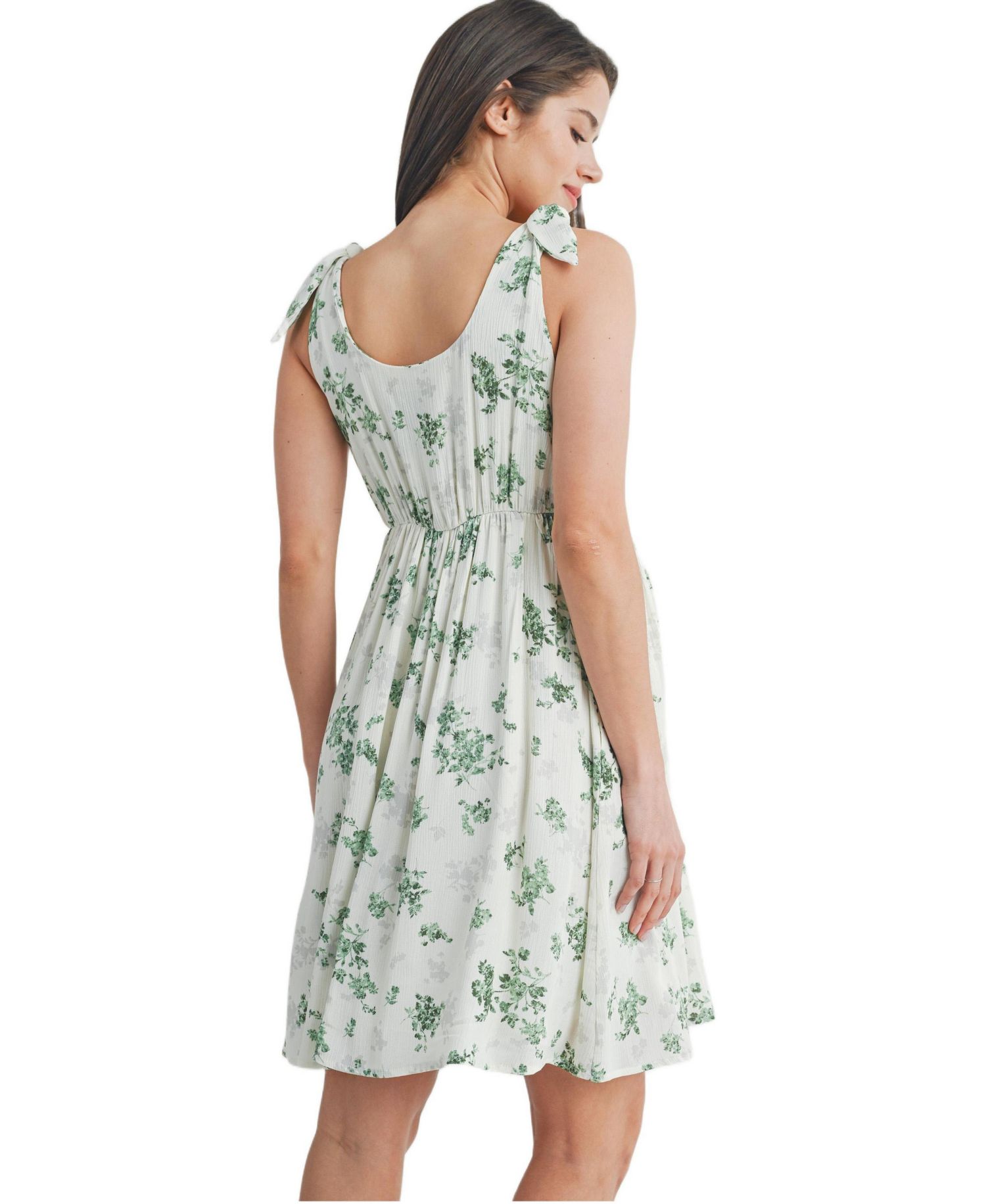 Women's Nursing Floral Empire Waist Sleeveless Dress with Pockets