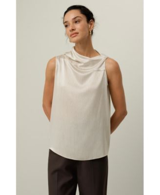 Women's Asymmetric Silk Charmeuse Sleeveless Top