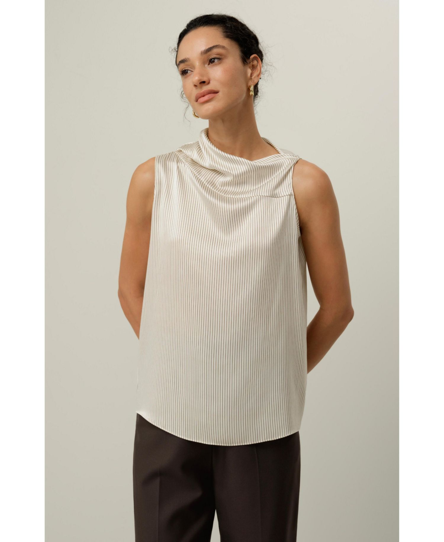 Women's Asymmetric Silk Charmeuse Sleeveless Top