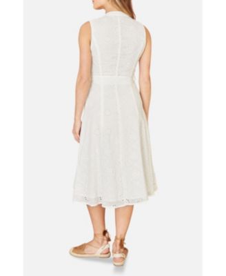 Women's Broderie Anglaise Cotton Shirt Dress