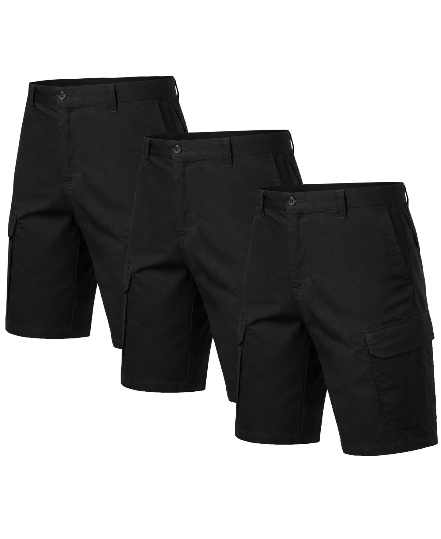 Мужские шорты Blu Rock Cotton Flex-Stretch Cargo Shorts-3 Pack, цвет: Чёрный — фото 1