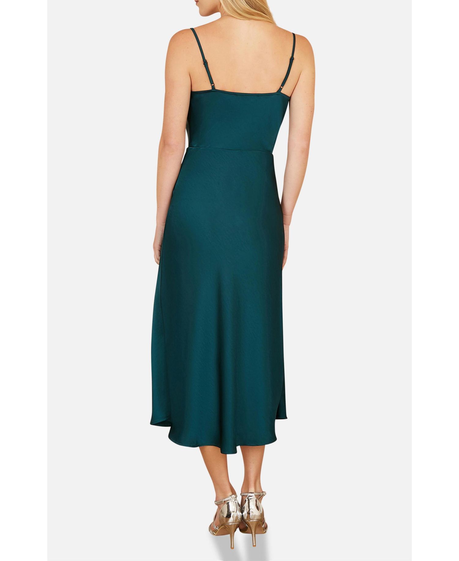 Women's Satin Cowl Neck Midi Dress