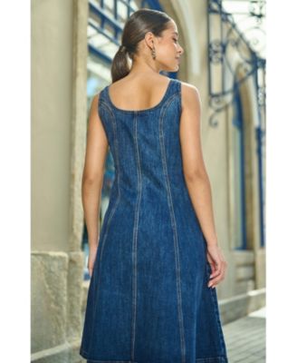 Women's Stretch Denim Panel Fitted Dress