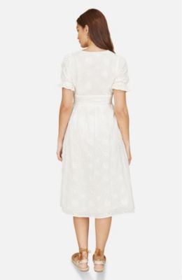 Women's Broderie Anglaise Midi Button Up Dress
