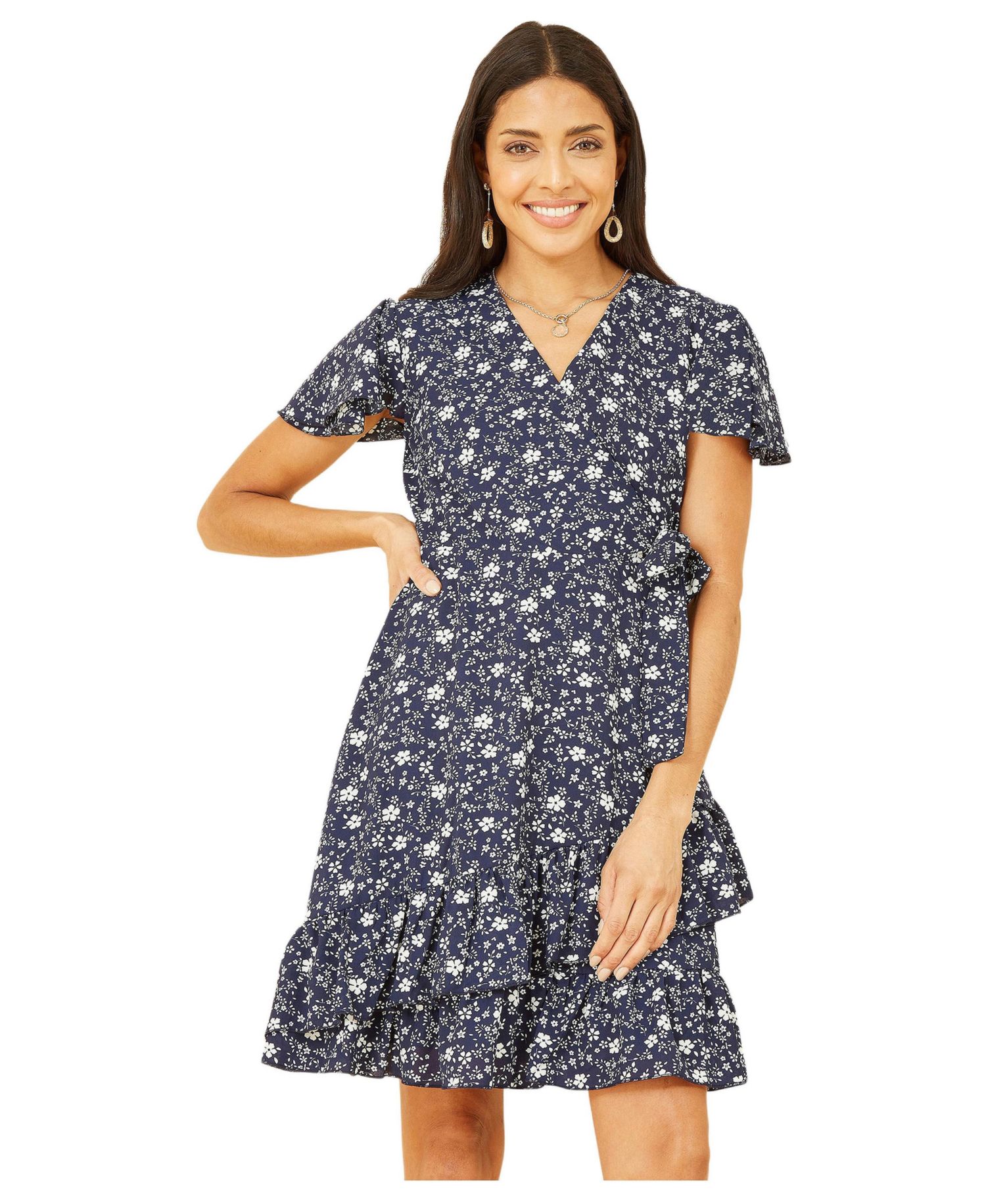 Women's Ditsy Floral Wrap Frill Dress