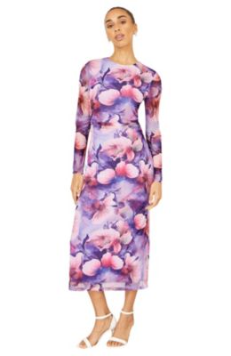 Women's Tie Back Mesh Midi Dress
