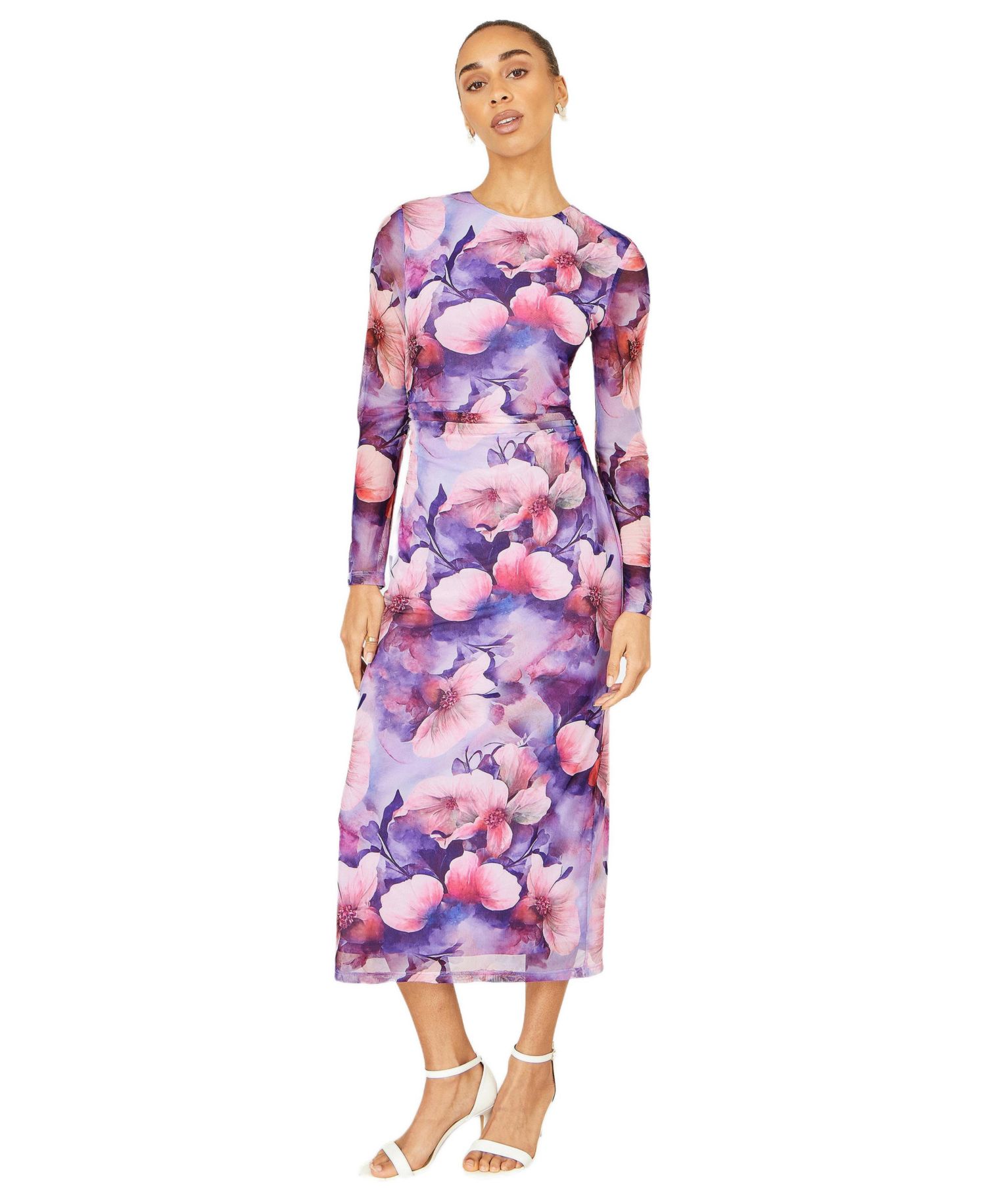 Women's Tie Back Mesh Midi Dress