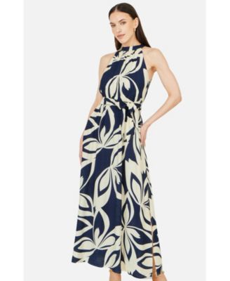 Women's Geo Swirl Print Halter Maxi Dress