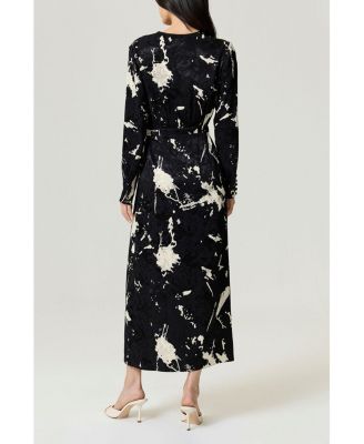 Women's Printed Wrap Maxi Dress