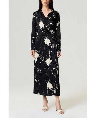 Women's Printed Wrap Maxi Dress