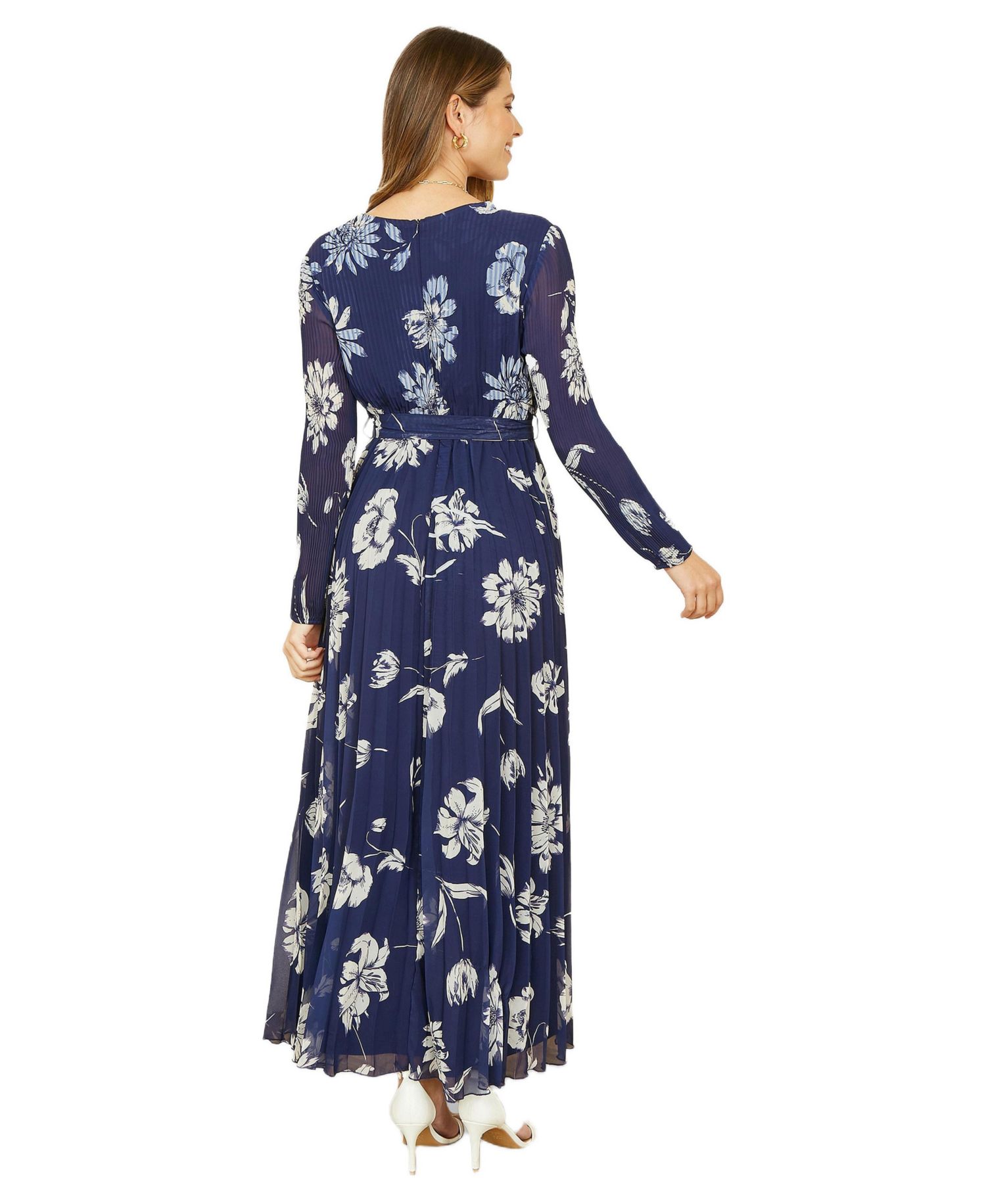 Women's Floral Pleated Midi Wrap Dress