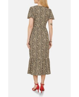 Women's Pleated Button Through Midi Dress