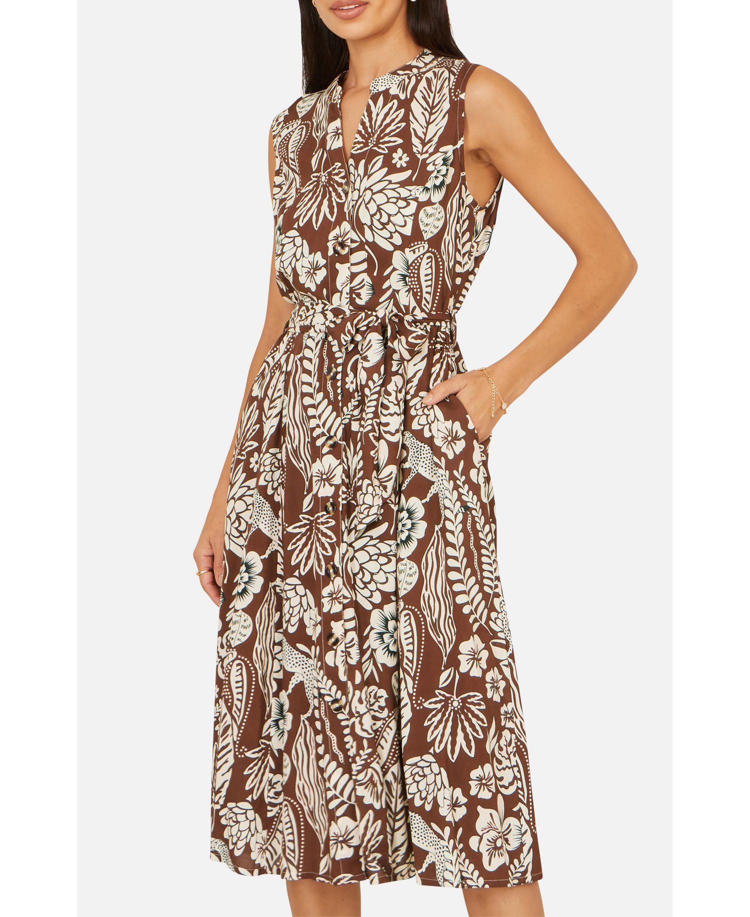 Women's Leaf Print Shirt Dress