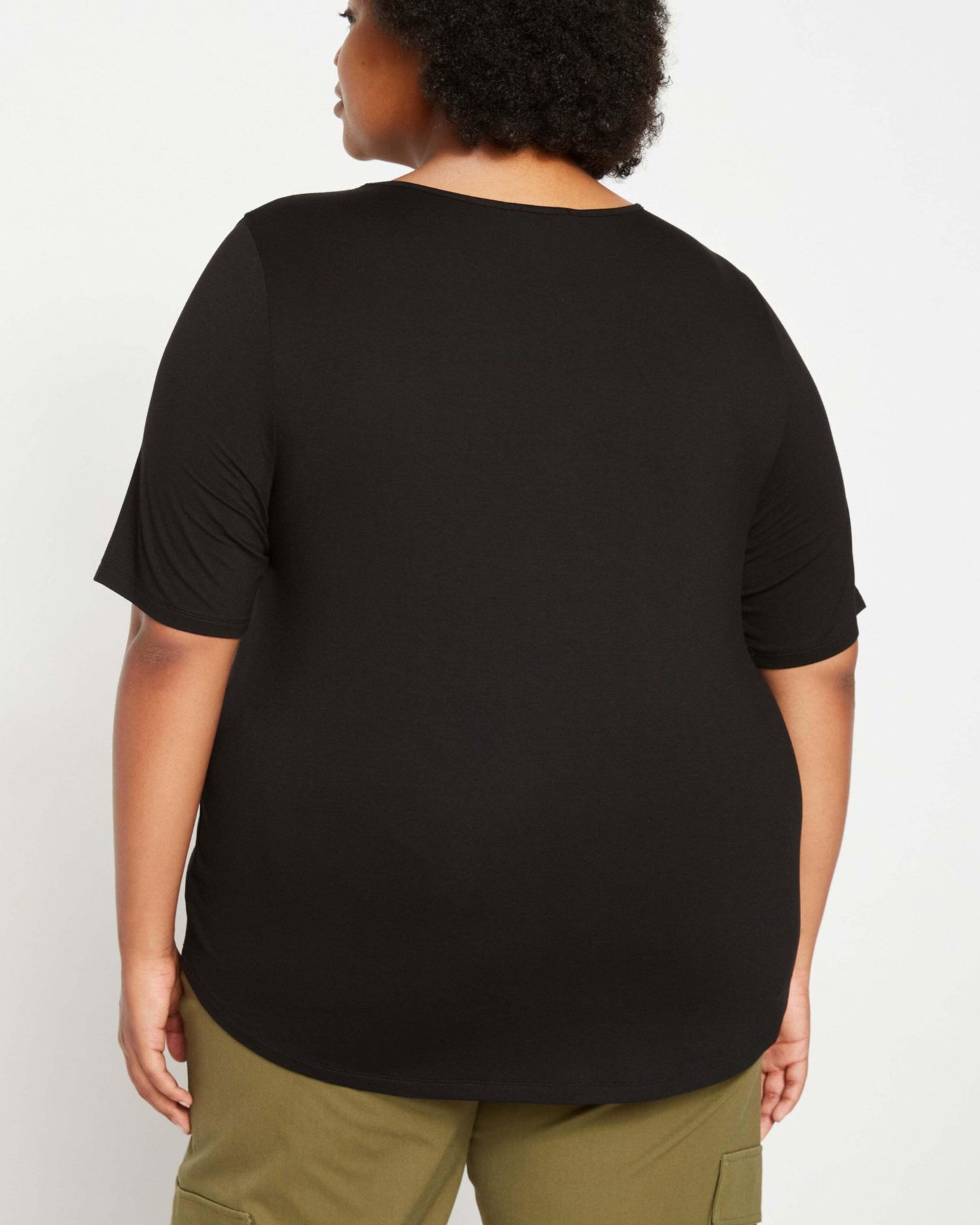 Plus Size Liquid Jersey Crew Neck Stovepipe Tee