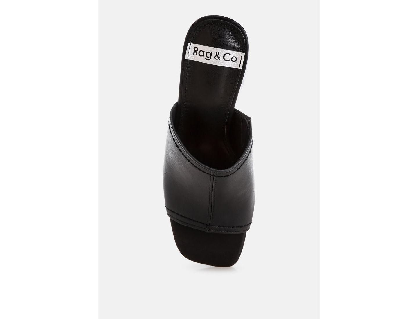 Женские туфли Rag & Co Wuling Slip-On Soft Leather Heels, цвет: Чёрный кожаный — фото 5