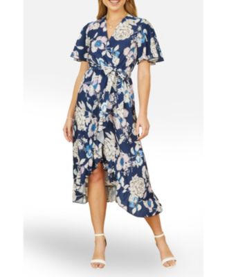 Women's Floral Midi Wrap Dress
