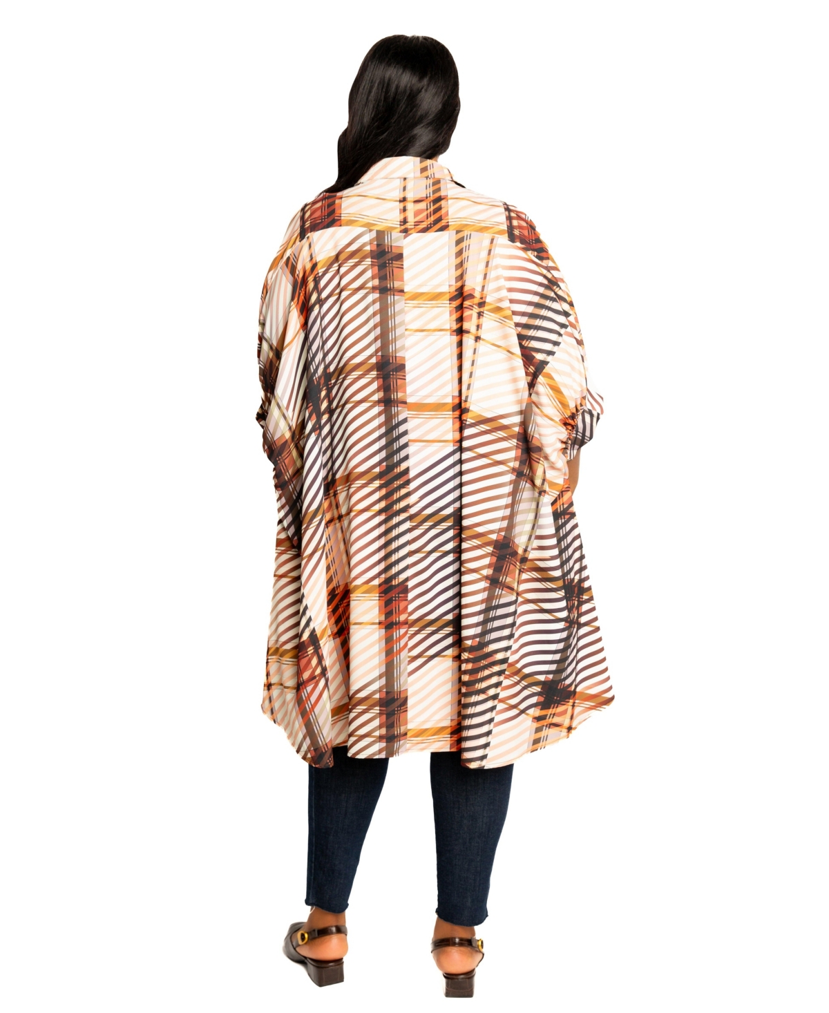 Buxom Couture Women's Plus Geometric Print Flowy Hi-lo Blouse