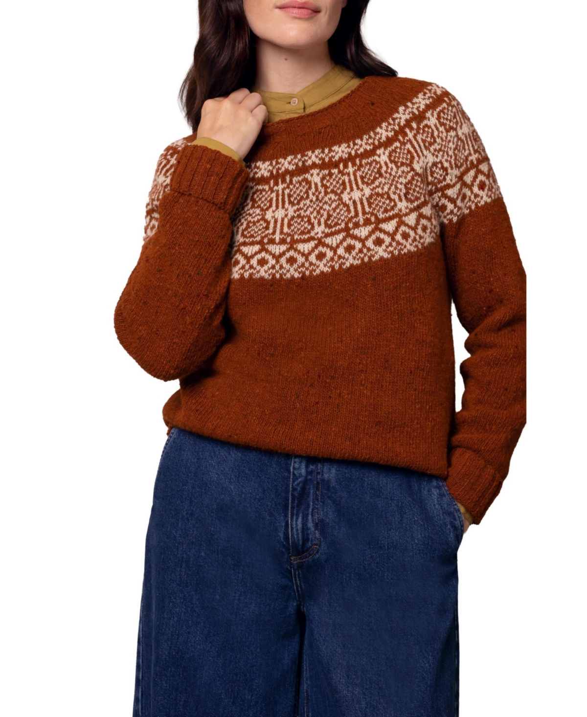 Celtic & Co. Women's Donegal Fair Isle Yoke Sweater