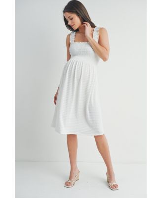 Maternity Smocked Empire Waist Sleeveless Square Neck Dress