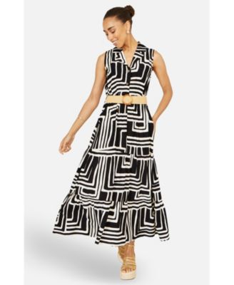 Women's Geo Print Midi Shirt Dress