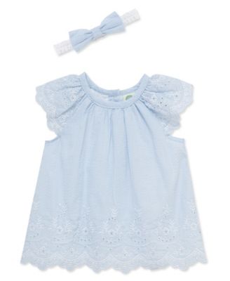 Baby Girls' Eyelet Embroidery Top, Shorts and Headband, 3-Piece Set