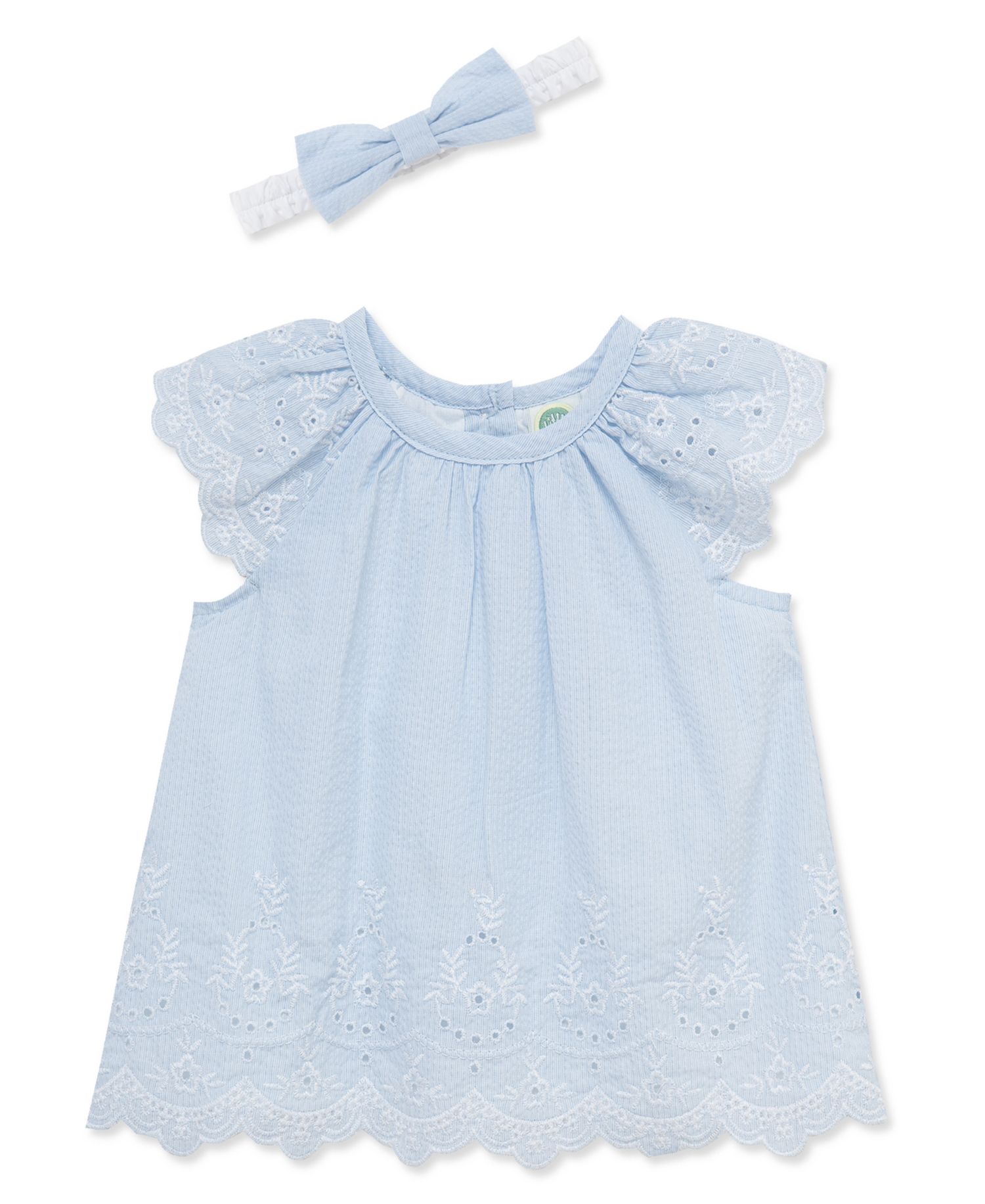 Baby Girls' Eyelet Embroidery Top, Shorts and Headband, 3-Piece Set