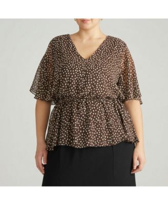 Plus Size Milou V-Neck Peplum Chiffon Top