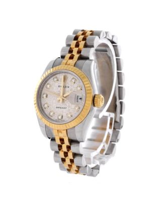 Oyster Perpetual Datejust Automatic Watch in Stainless Steel and Gold with Diamond Markers 26mm
