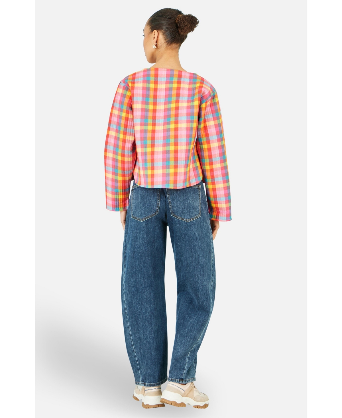 Yumi Women's Checked Reversible Cotton Quilted Jacket