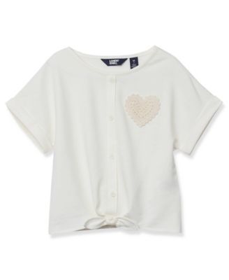 Girls Slouchy Button Front Terry Knit Top