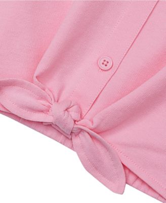 Girls Slouchy Button Front Terry Knit Top