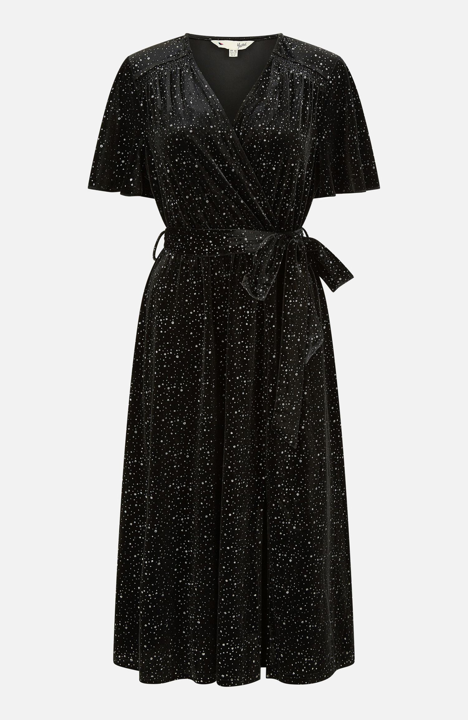 Women's Velvet Sparkle Wrap Midi Dress