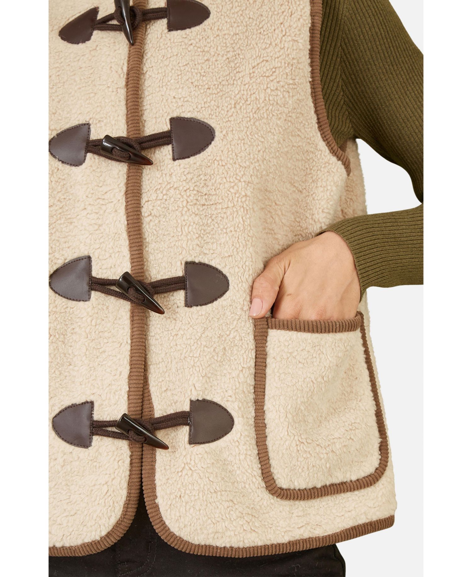 Women's Faux Leather Button Detail Gilet